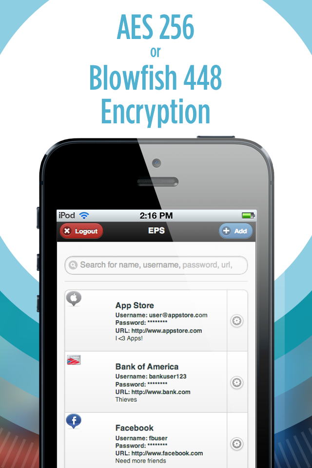 Easy Password Storage Screen 1