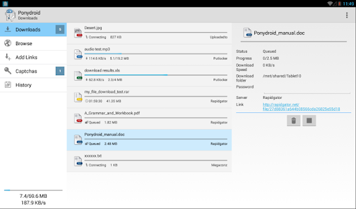 Screenshot Ponydroid Download Manager v1.2.1 (build 15)