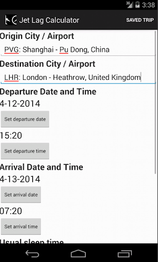 Jet Lag Calculator
