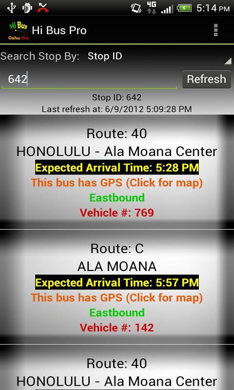 Android application HI Bus Pro - Oahu screenshort