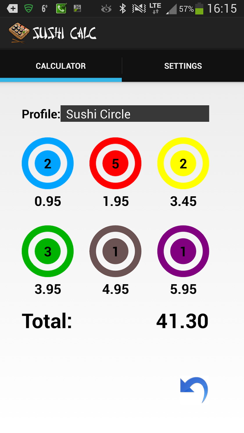 SUSHI CALCULATOR Screen 2