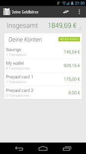 Android-Anwendung Your Wallet Screenshot