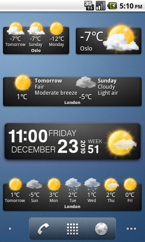 Android application Weather widgets screenshort