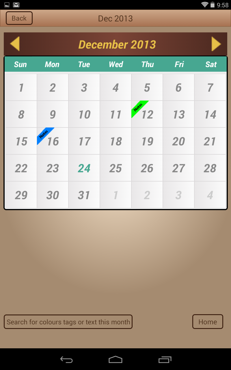 TASP Business Diary Screen 2