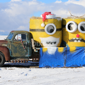 old truck with christmas minions  by Tiecha Broussard - Public Holidays Christmas