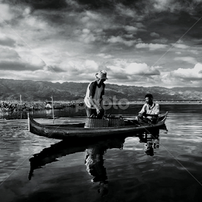 Fishermen @ Limboto Lake by Irwan Karim - Black & White Street & Candid
