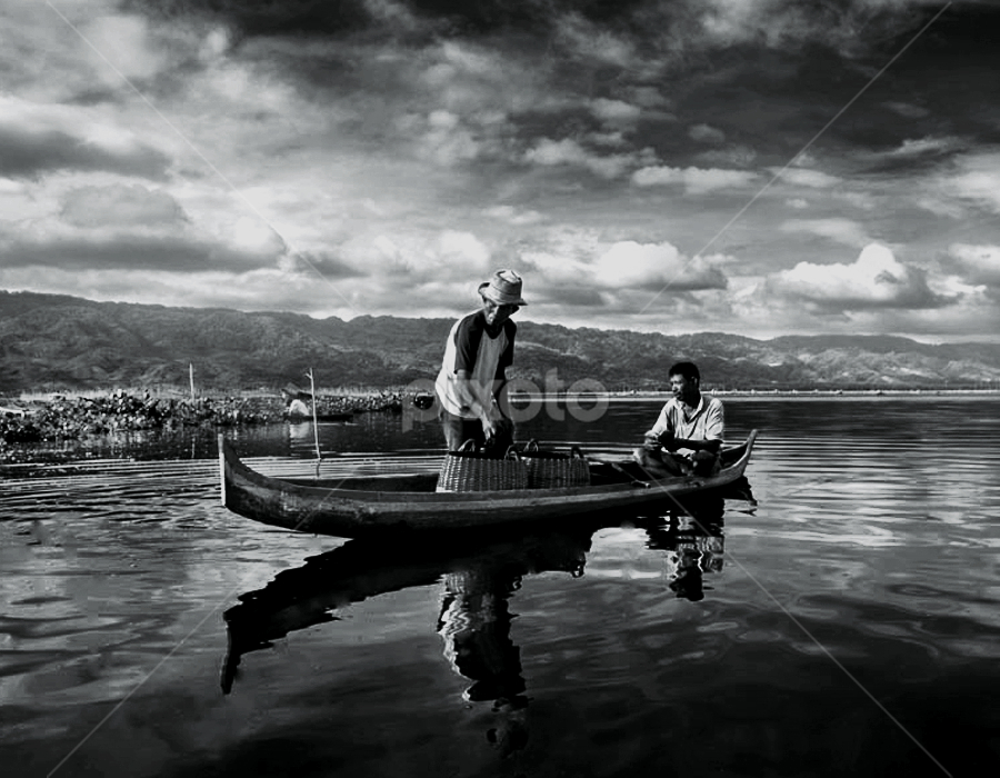 Fishermen @ Limboto Lake by Irwan Karim - Black & White Street & Candid
