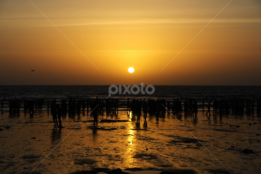 Sunset at Juhu Beach, Mumbai by Pulastyya Phukan - Landscapes Sunsets & Sunrises