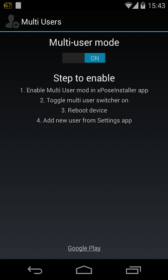 Multiple Users (Xposed mod) - screenshot