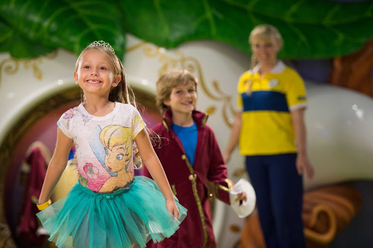 Little girls can dress up as a fairy princess and boys can transform into a wizard, among other kids' activities, in the Pixie Hollow section of the staff-supervised Oceaneer Club on Disney Magic. 