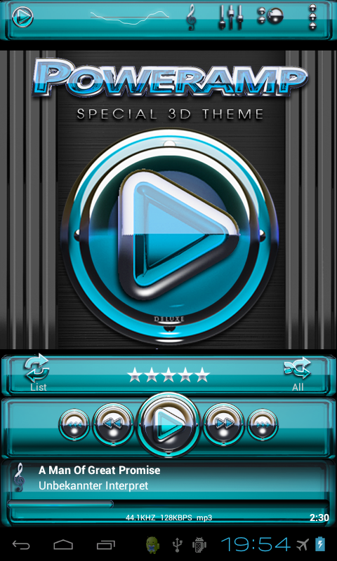 Poweramp skin Light Blue Glas Screen 2