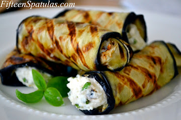Grilled Eggplant Rolled with Ricotta and Basil