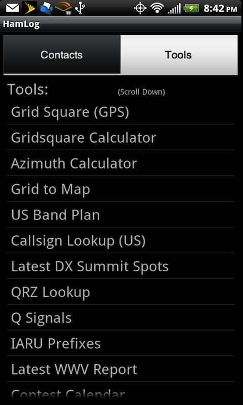 HamLog Screen 2