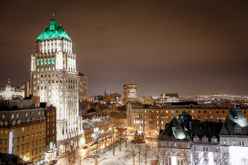 Quebec-City-winterscape-buildings - A winter landscape in Quebec City, Canada.