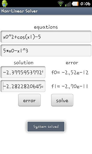 Non-Linear Equations Solver