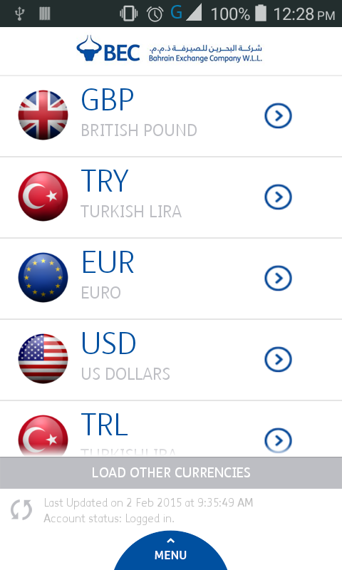 Android application BEC Currency Converter screenshort