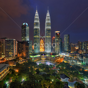 Blue Hour Sunset at KLCC Precinct by Nur Ismail Mohammed - City,  Street & Park Skylines