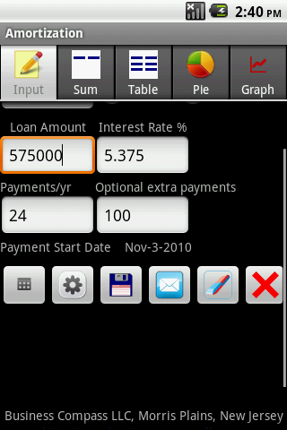 Android application Amortization screenshort