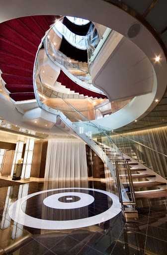 The Atrium staircase showcases the style and elegance you'll find aboard Seabourn Sojourn.