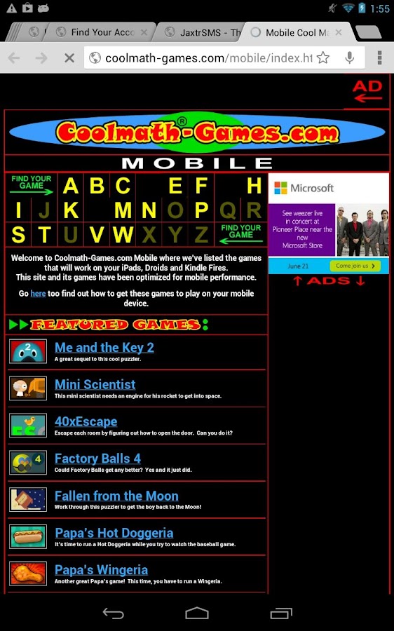 ... access the cool math games website from a mobile device remember this