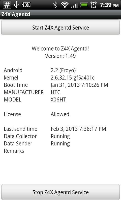 Z4X Agentd for Zabbix Screen 3