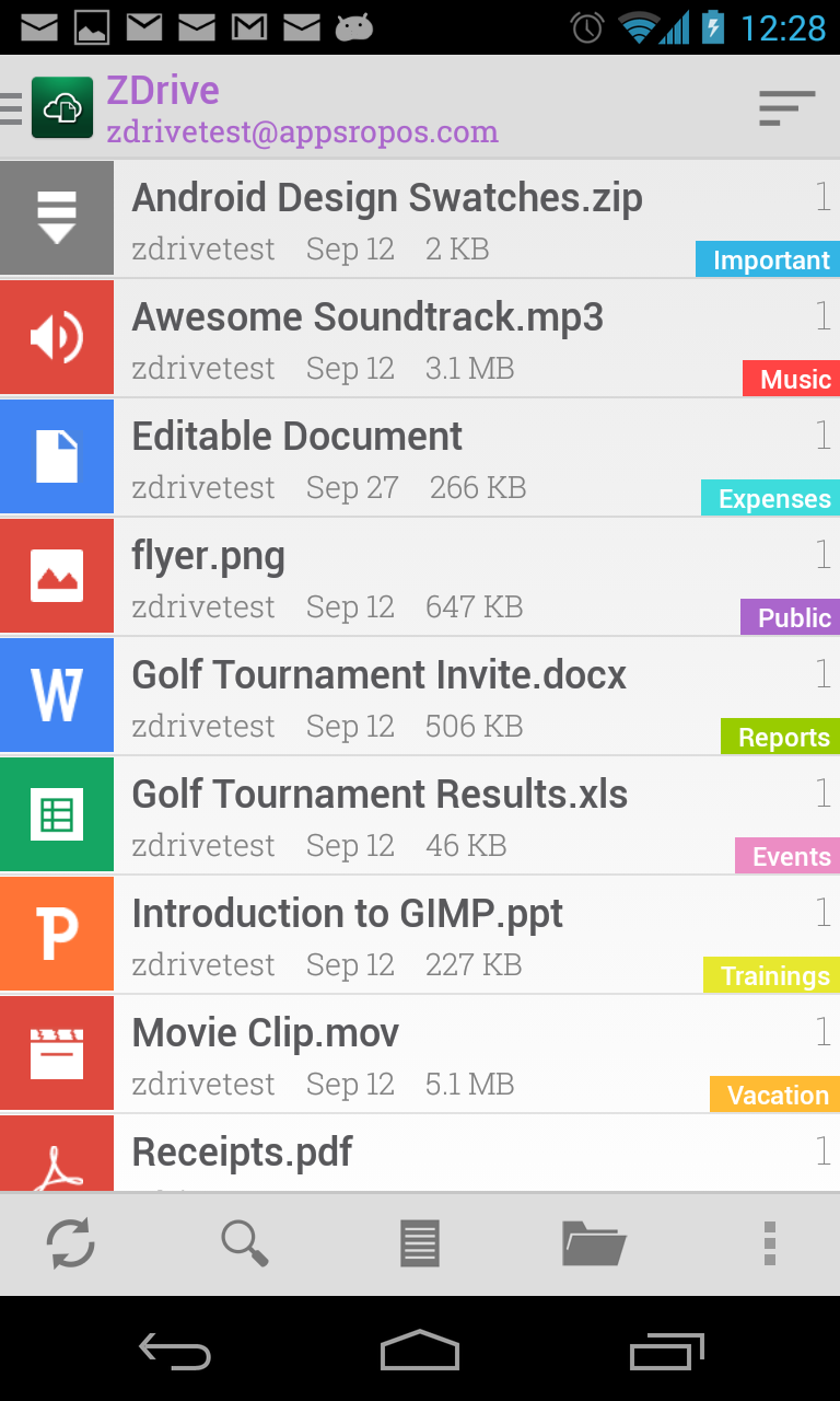 Android application ZDrive: Zimbra Cloud Drive screenshort
