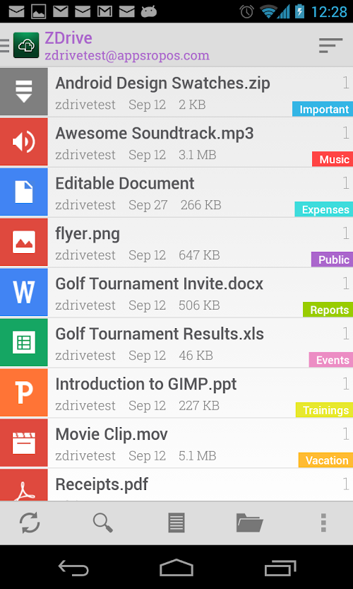 Android application ZDrive: Zimbra Cloud Drive screenshort