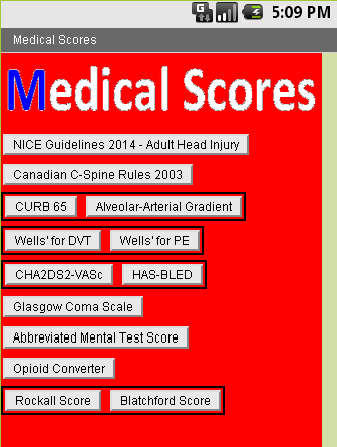Android application Medical Scores screenshort