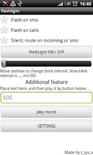 FlashLight - calls sms