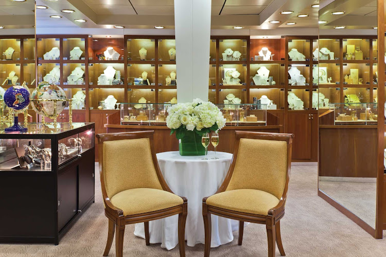 Indulge in some duty-free resort shopping in the luxury boutique aboard Seven Seas Navigator.