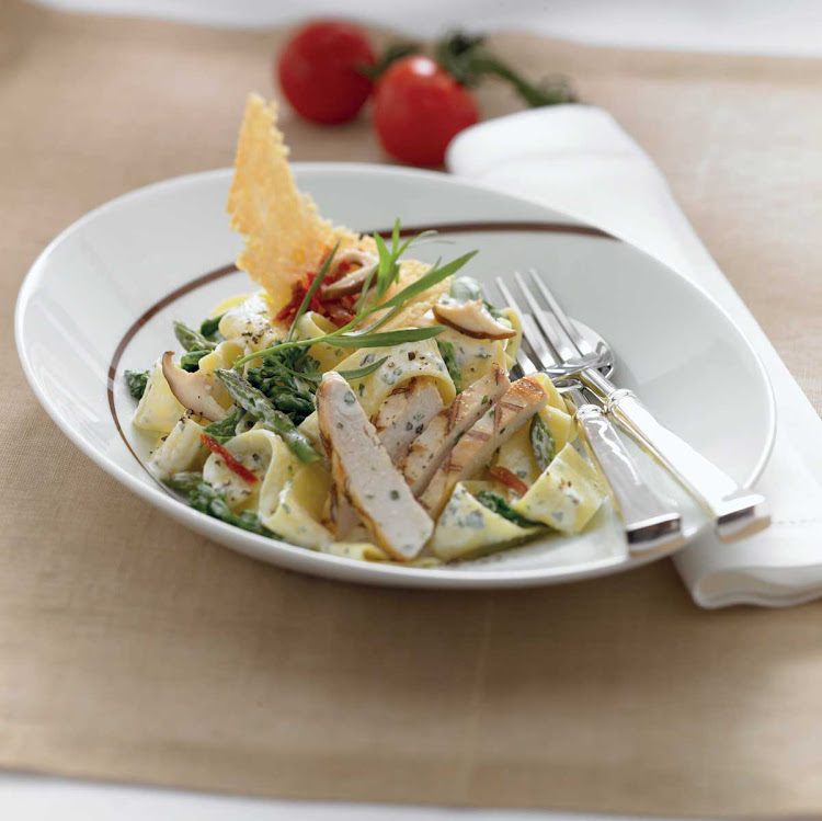 The chicken primavera pappardelle on the menu at Celebrity Cruises's Tuscan Grille.