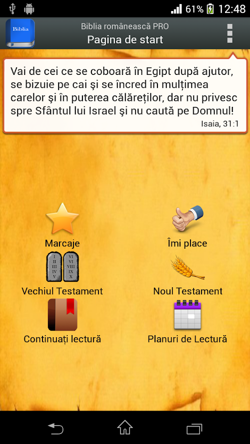 Android application Biblia românească PRO screenshort
