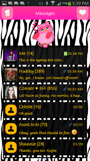 免費下載個人化APP|GO SMS - Zebra Owl Loves app開箱文|APP開箱王