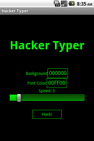 Android application Hacker Typer screenshort