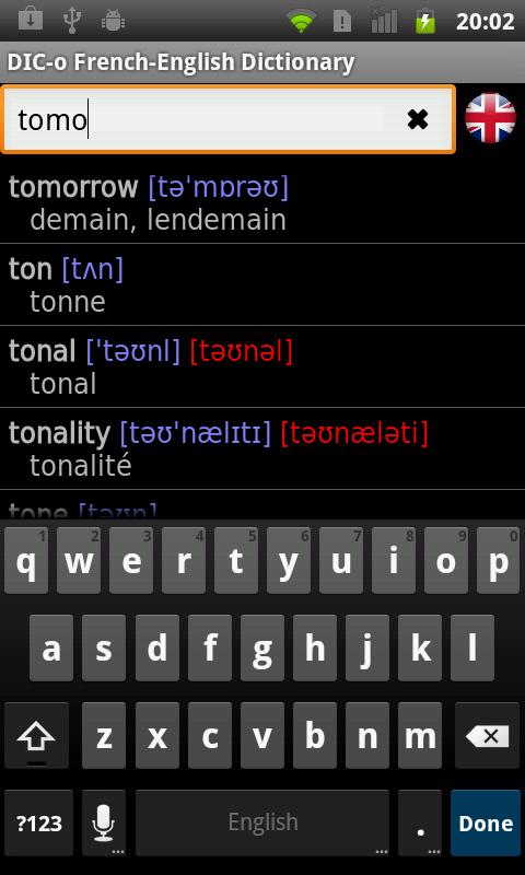 Android application French - English offline dict. screenshort