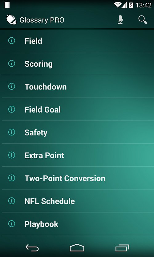 Android application Football Glossary PRO (NFL) screenshort