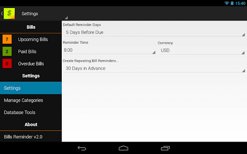 Bills Reminder 2.0 APK - Free Productivity Apps for Android