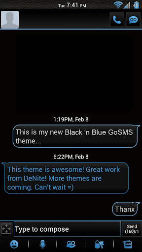 Black 'n Blue GoSMS Theme