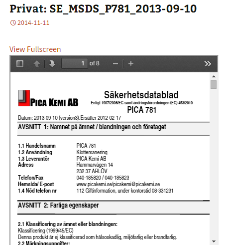 Pica Datasheets