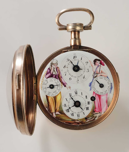 Pocket watch with dial plate according to the French revolutionary and the Gregorian calendar