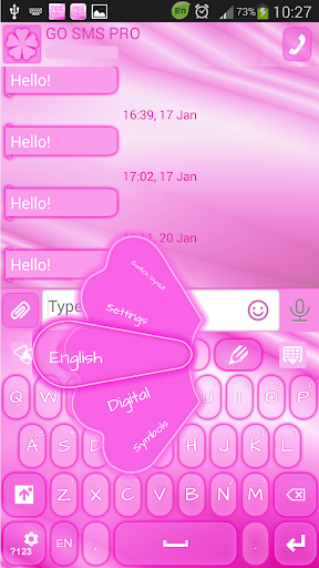 GO SMS Proのピンクのネオン