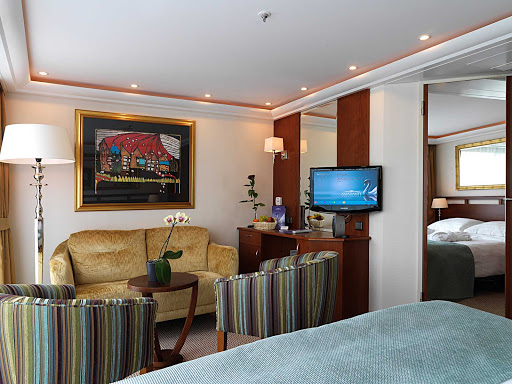 AmaDante's staterooms range from 170 to 255 square feet and feature plush down bedding, marble-appointed bathrooms, complimentary high-speed Internet and first-run Hollywood films. Most come with French balconies.