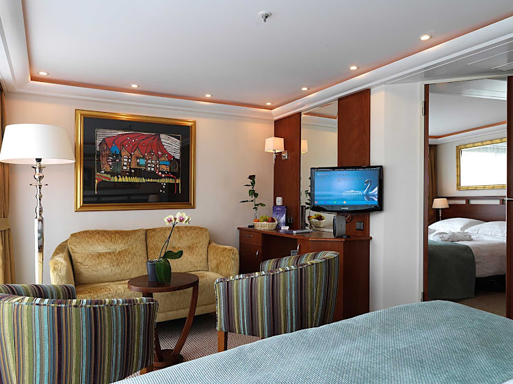 AmaDante's staterooms range from 170 to 255 square feet and feature plush down bedding, marble-appointed bathrooms, complimentary high-speed Internet and first-run Hollywood films. Most come with French balconies.