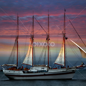 sailing in by Jon Radtke - Transportation Boats