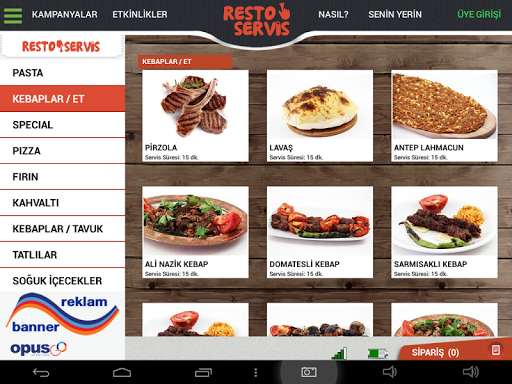 Restoservis Tablet Menü