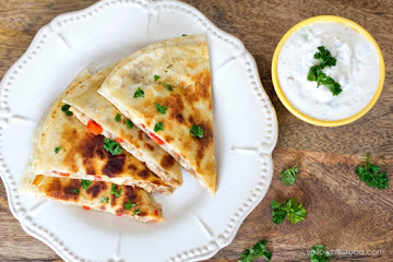 Italian Chicken Quesadillas with Greek Yogurt Dip