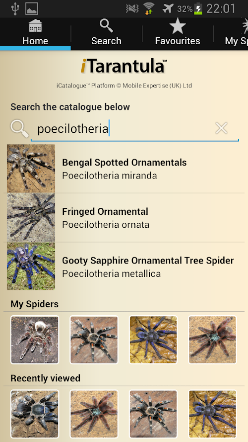 Android application iTarantula - Tarantulas Guide screenshort