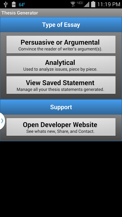 thesis statement builder for research paper