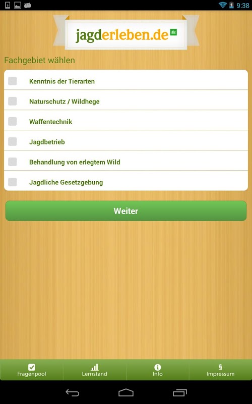 Android application Jagdprüfung - Brandenburg screenshort