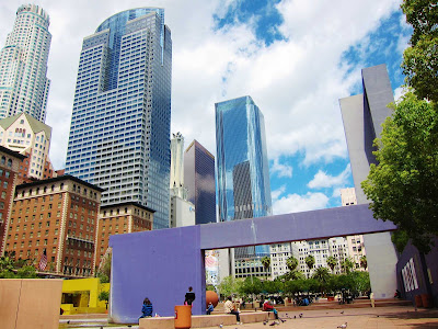 Downtown LA looking toward MacArthur Park in Los Angeles.